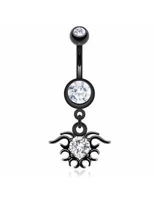 Piercing nombril noir tribal