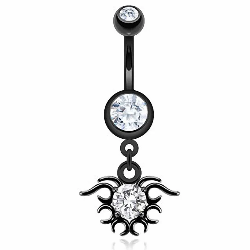 Piercing nombril noir tribal