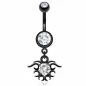 Piercing nombril noir tribal