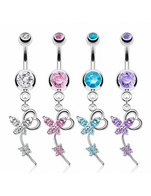 Piercing nombril papillon coeur