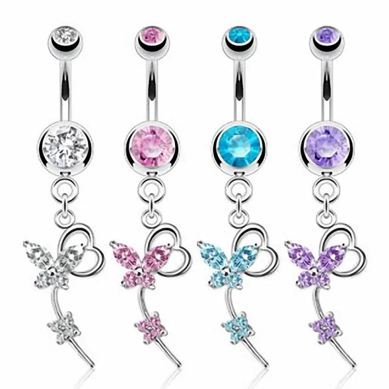 Piercing nombril papillon coeur