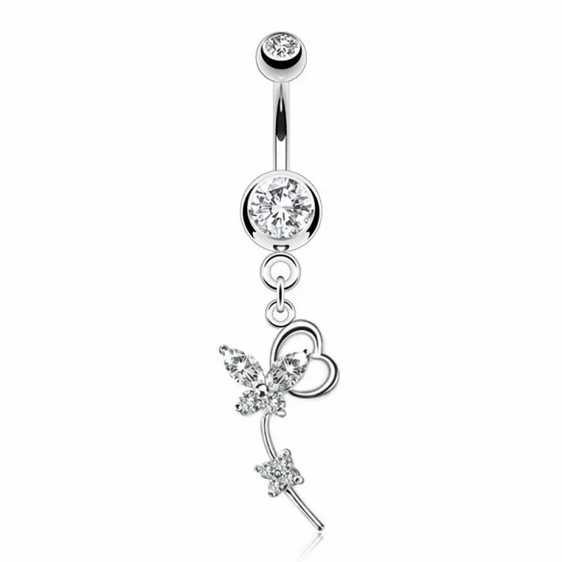 Piercing nombril papillon coeur