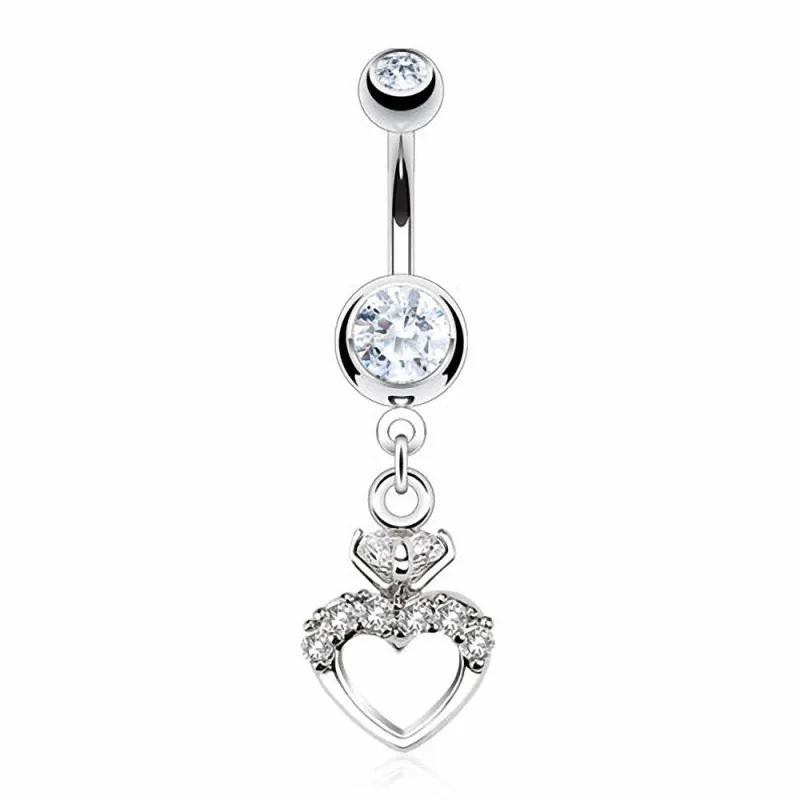 Piercing nombril coeur gemmes