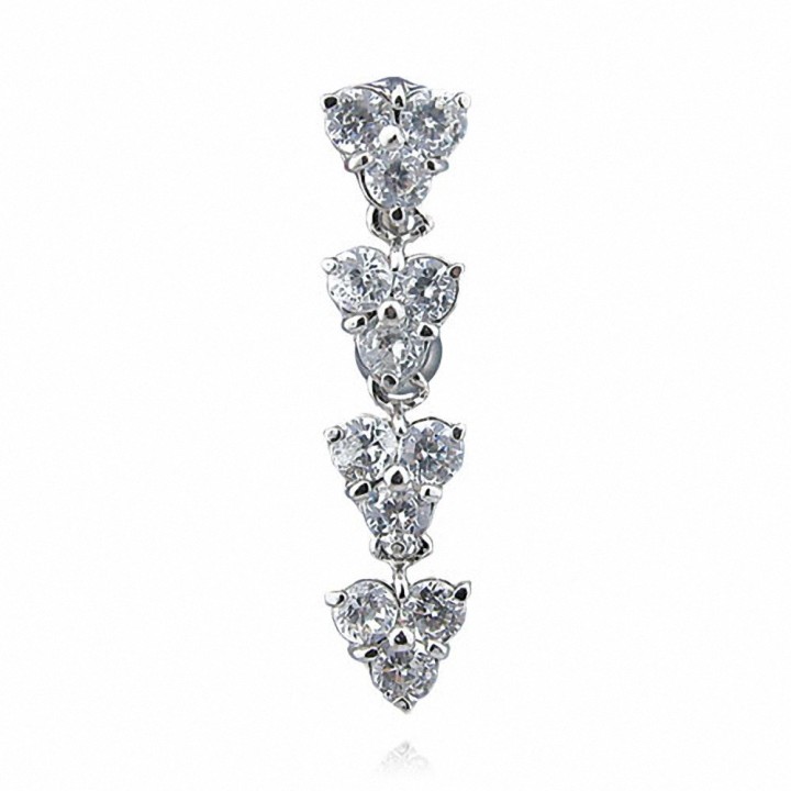 Piercing nombril inversé titane 4 fleurs