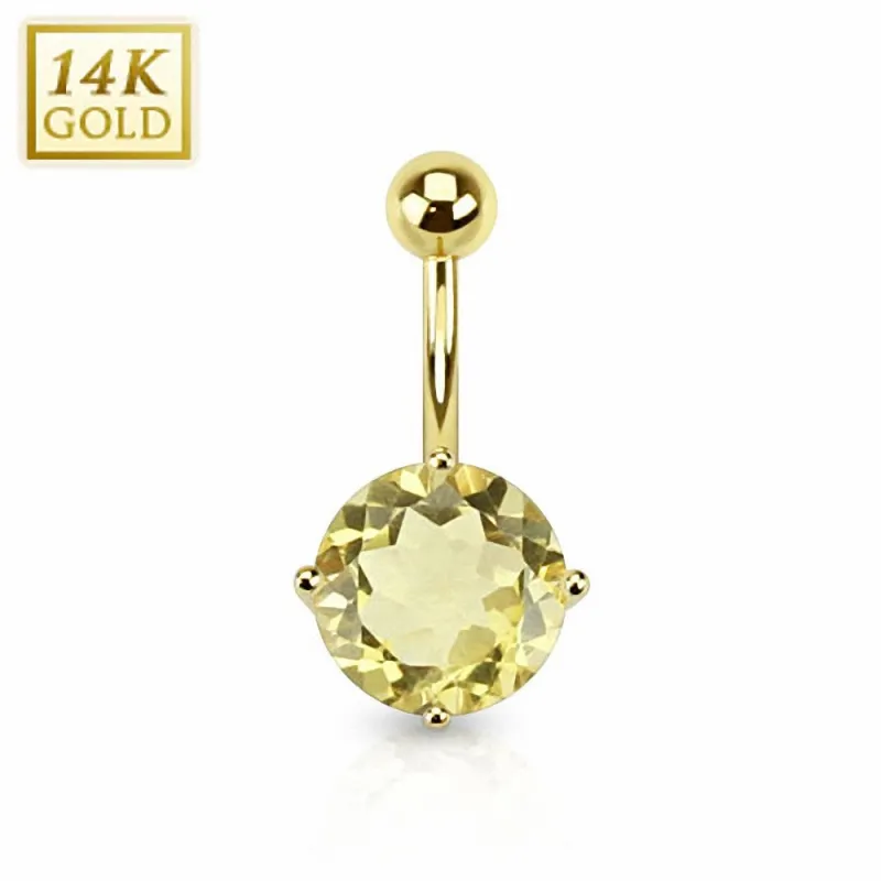 Piercing nombril Or 14 carats Quartz Citron