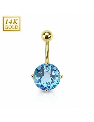 Piercing nombril Or 14 carats Topaze Bleu Suisse