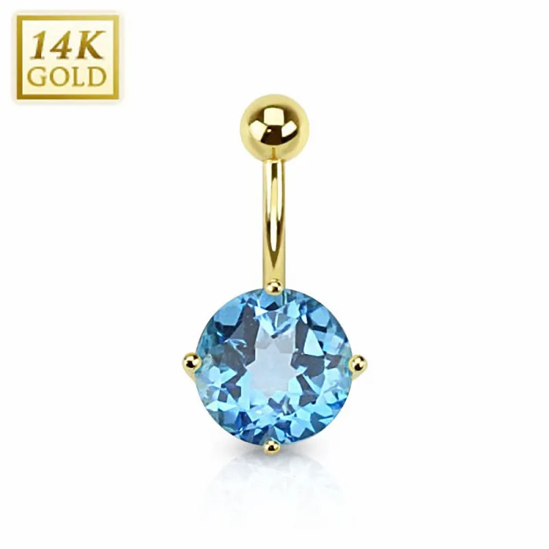 Piercing nombril Or 14 carats Topaze Bleu Suisse