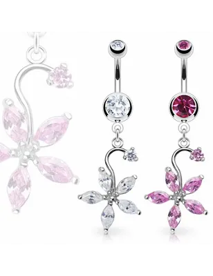 Piercing nombril fleur multiples gemmes