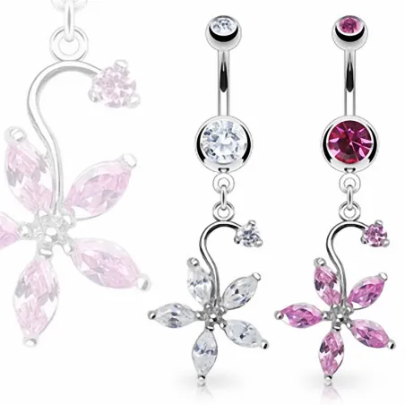 Piercing nombril fleur multiples gemmes
