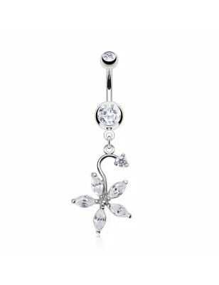 Piercing nombril fleur multiples gemmes