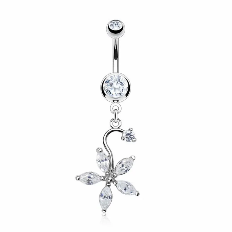 Piercing nombril fleur multiples gemmes