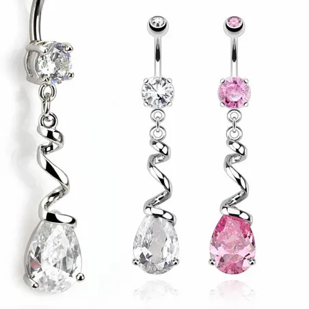 Piercing nombril serpentin larme