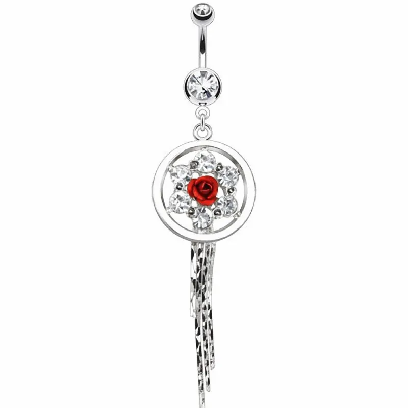 Piercing nombril rose chaines