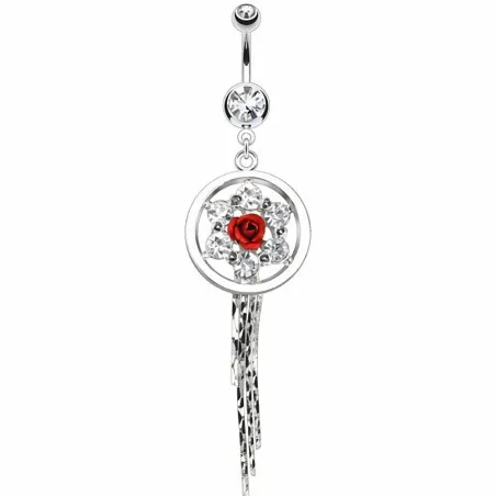 Piercing nombril rose chaines