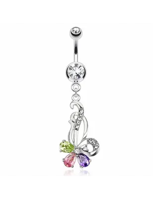 Piercing nombril fleur multicolore