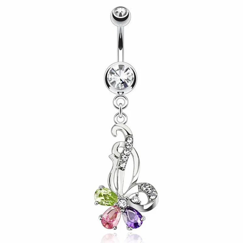 Piercing nombril fleur multicolore