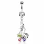 Piercing nombril fleur multicolore