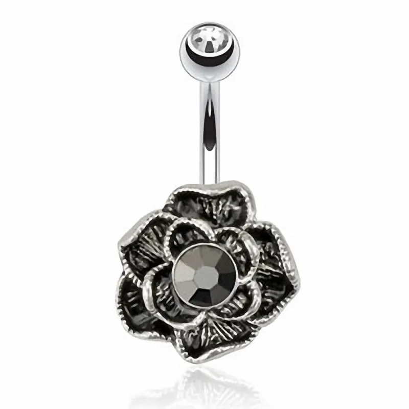 Piercing nombril fleur vintage hématite Piercing nombril fleur vintage hématite