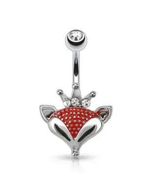 Piercing nombril renard couronne