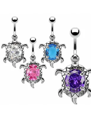 Piercing nombril tortue large gemme