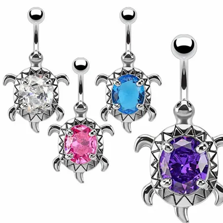Piercing nombril tortue large gemme