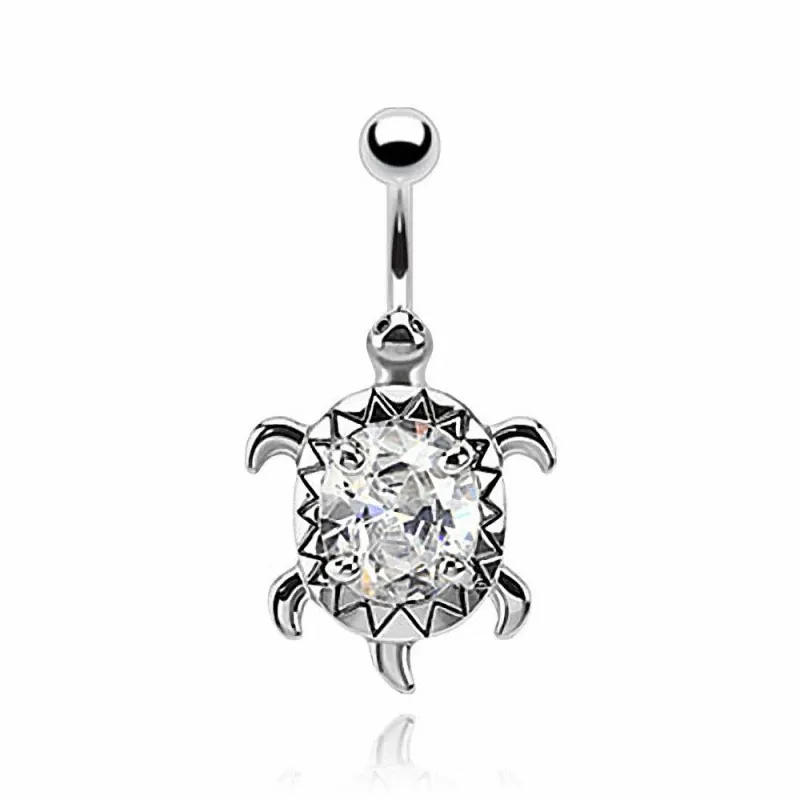 Piercing nombril tortue large gemme