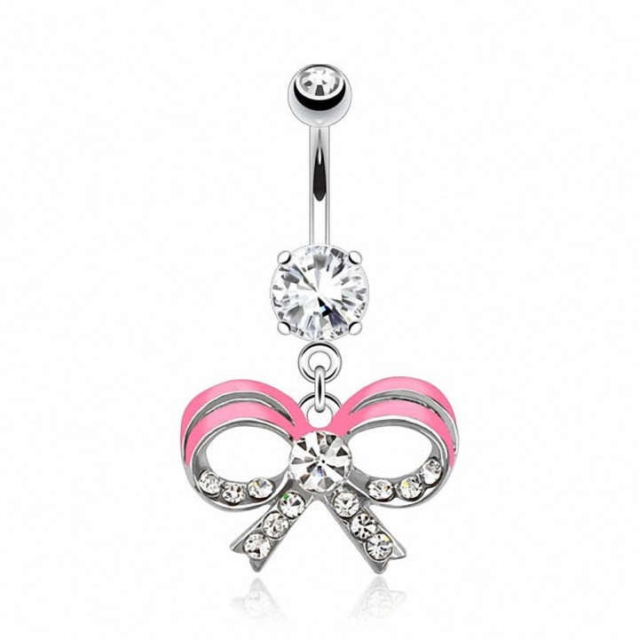 Piercing nombril ruban rose