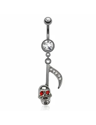 Piercing nombril note de musique tête de mort