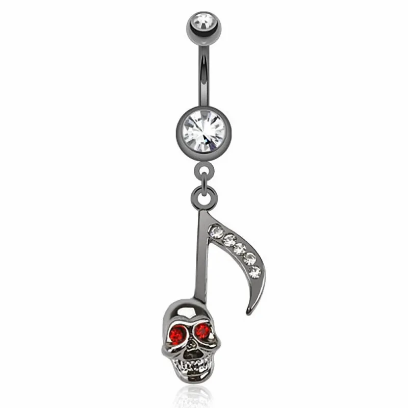 Piercing nombril note de musique tête de mort
