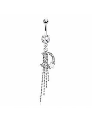 Piercing nombril lune étoile chaines