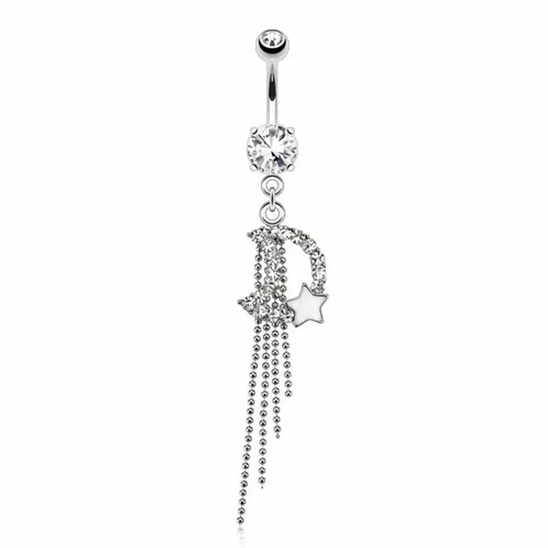 Piercing nombril lune étoile chaines