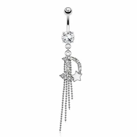 Piercing nombril lune étoile chaines