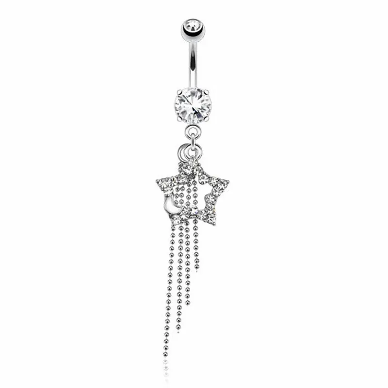 Piercing nombril étoile lune chaines