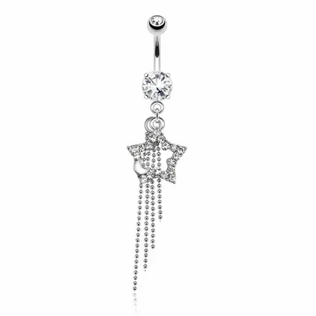 Piercing nombril étoile lune chaines