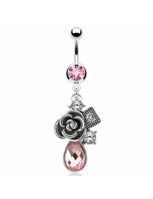 Piercing nombril rose vintage