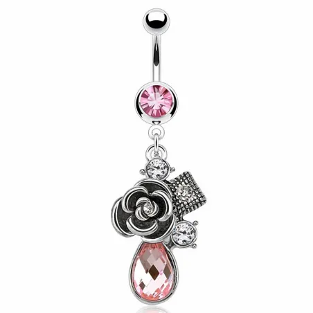 Piercing nombril rose vintage