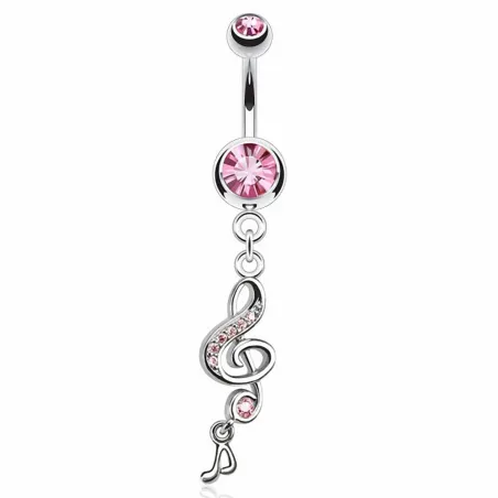 Piercing nombril clef de sol et note