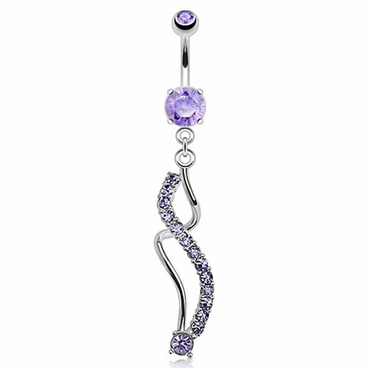 Piercing nombril en acier chirurgical spirale gemmes tanzanite