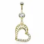 Piercing nombril plaqué or coeur gemmes