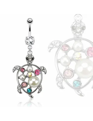 Piercing nombril tortue gemmes perles