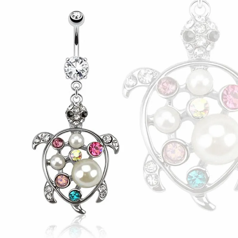 Piercing nombril tortue gemmes perles