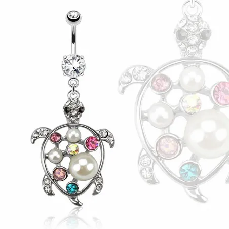 Piercing nombril tortue gemmes perles