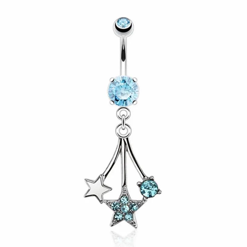 Piercing nombril pendentif étoiles