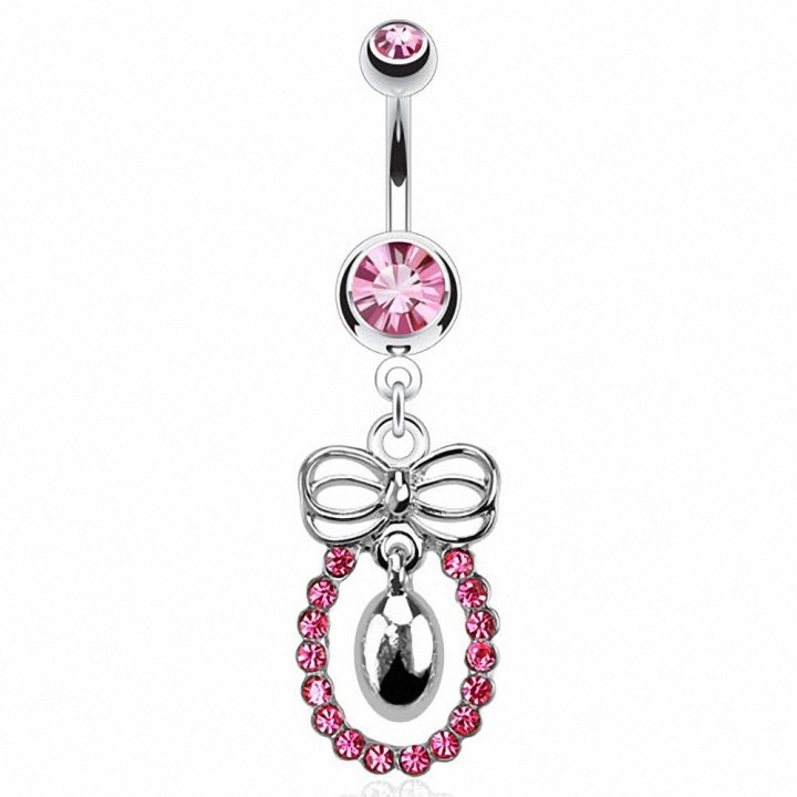 Piercing nombril ruban pierres