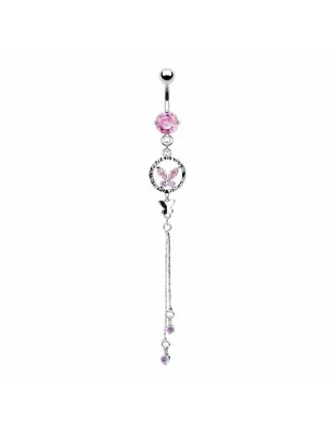 Piercing nombril papillon 2 chaines
