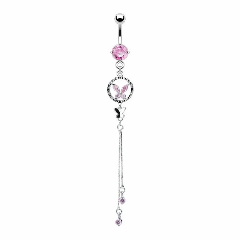 Piercing nombril papillon 2 chaines