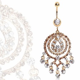 Piercing Nombril Plaqué Or Chandelier
