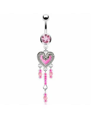 Piercing nombril coeur rose vintage