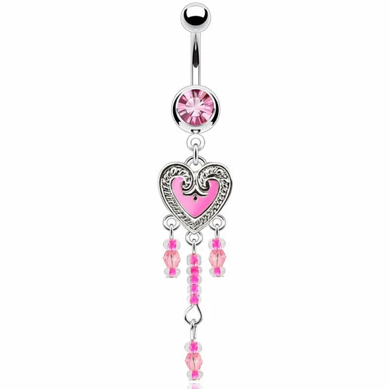 Piercing nombril coeur rose vintage