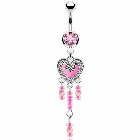 Piercing nombril coeur rose vintage